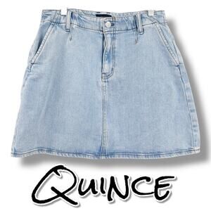 Quince Comfort Stretch 5 Pocket Denim Mini Skirt Cool Blue Womens Size 29